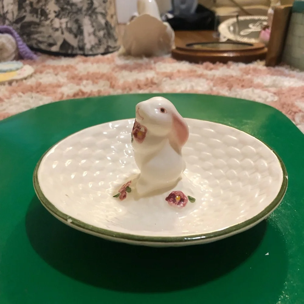 Grandmas Floral Ceramic Bunny Dish